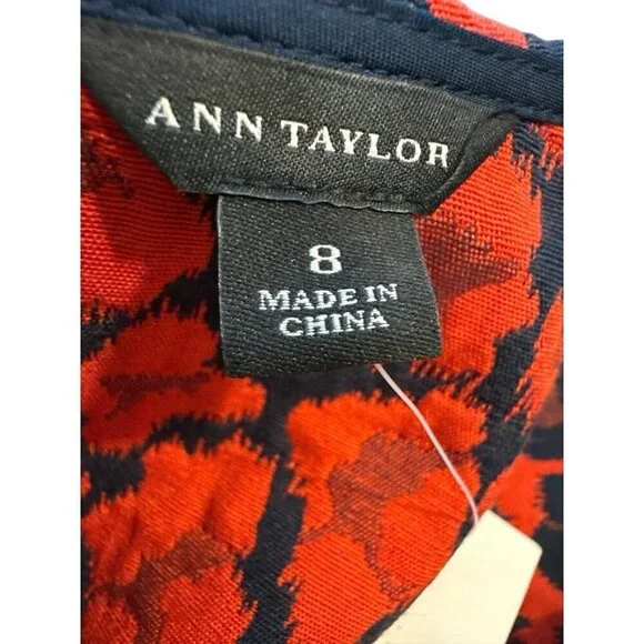 Ann Taylor Womens Animal Print Color Block Sheath Dress Red And Navy Size 8 NWT - Picture 7 of 8
